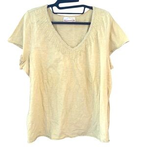 Avenue Light Yellow V-Neck Blouse